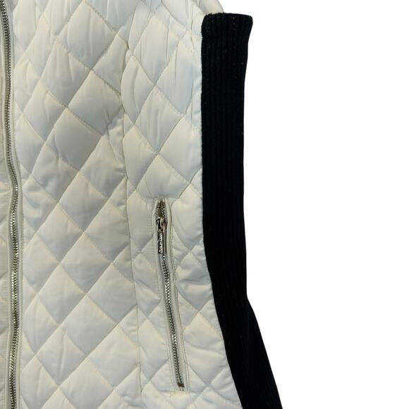 Calvin Klein Poly Filled Puffer Vest Sweater Side Ribbed White/Black Women Small - Picture 4 of 10